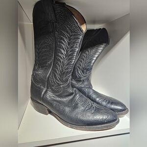 Justin 1308 Cowboy Western Black Leather Boots  Leather Size 10.5 D